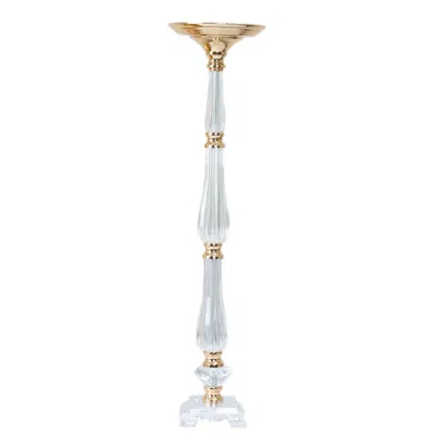 Breebe Acrylic Crystal Pillar Candle Stand Gold/clear - Table Centerpiece And Wedding Flower Bowl Pedestal 