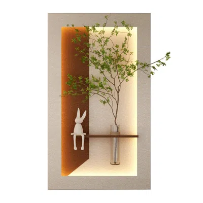Breebe Adjustable 3-color Led Sandstone Wall Decor, Green Plants Rabbit Statue In Multi