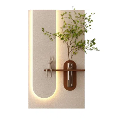 Breebe Adjustable 3-color Led Sandstone Wall Decor, Green Plants Rabbit Statue In Multi