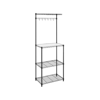 Breebe Adjustable Microwave Stand With 4 Shelves 6 Hooks In White