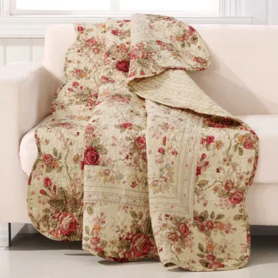 Breebe Antique Rose Ecru Throw In Multi