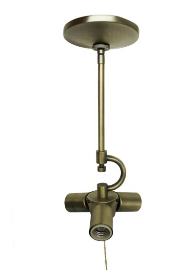 Breebe Antiqued Brass Bulb Three Light Metal Chandelier In Gold