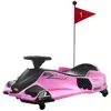 Breebe Aosom 12v Electric Go Kart, 5 Mph Drifting Car, Battery Powered Ride On Toy Outdoor With Slow Start, In Pink