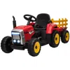 Breebe Aosom 12v Ride On Tractor With Trailer, 25w Dual Motors, Battery Powered Electric Tractor With Remot In Red