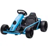 Breebe Aosom 24v 8.1 Mph Electric Go Kart, Drifting Car Battery Powered Ride On Toy Outdoor With Slow Start In Blue