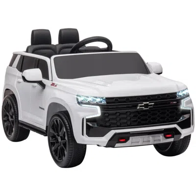 Breebe Aosom Chevrolet Tahoe Licensed Kids Ride On Car, 12v Battery Powered Kids Electric Car With Remote C In White