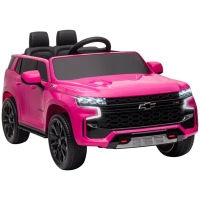 Breebe Aosom Chevrolet Tahoe Licensed Kids Ride On Car, 12v Battery Powered Kids Electric Car With Remote C In Pink