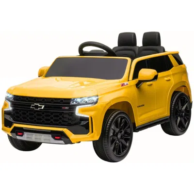 Breebe Aosom Chevrolet Tahoe Licensed Kids Ride On Car, 12v Battery Powered Kids Electric Car With Remote C In Yellow