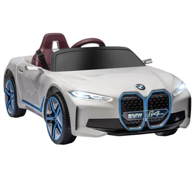 Breebe Aosom Electric Car For Kids, 12v Licensed Bmw Ride On Car With 2.4g Remote Control, Suspension Syste In White
