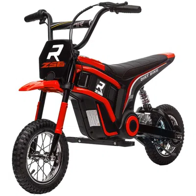 Breebe Aosom Electric Dirt Bike With Twist Grip Throttle, 24v 350w Off-road Electric Motorcycle, Up To 15 M In Red