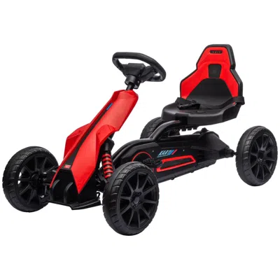 Breebe Aosom Kids Pedal Go Kart, Outdoor Ride On Toy With Adjustable Seat, Swing Axle, Handbrake, 4 Non-sli In Multi