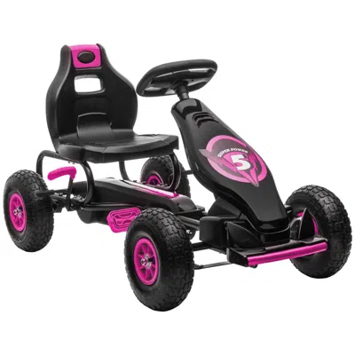 Breebe Aosom Kids Pedal Go Kart Ride-on Toy With Ergonomic Comfort, Pedal Car With Tough, Wear-resistant Tr In Black