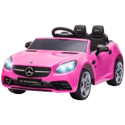 Breebe Aosom Mercedes Slc 300 Licensed Kids Electric Car With Remote Control, 12v Battery Powered Kids Ride In Pink