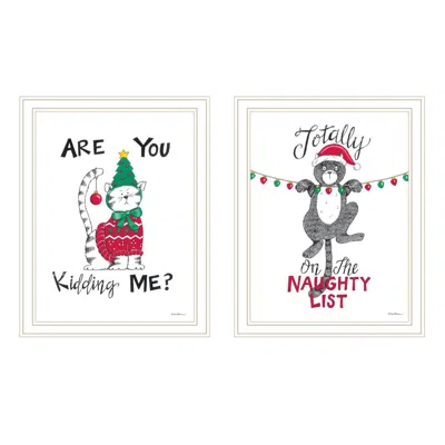 Breebe Are You Kidding Me? 2-piece White Framed Wall Art By Deb Strain In Multi