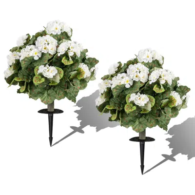 Breebe Artificial Begonia Ball Trees 13 Inch Fake Evergreen Shrubs With Ground Spikes In Green
