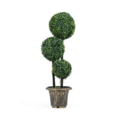 Breebe Artificial Boxwood Topiary Tree Triple Ball Shrubs - 29 Inches In Green