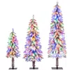 Breebe Artificial Christmas Tree Set Of 3 With Snow-flocked Branch Tips In Pink