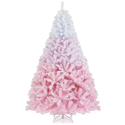 Breebe Artificial Christmas Tree With Folding Metal Stand And Branch Tips 7 Feet In Pink