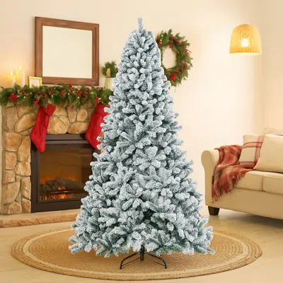 Breebe Artificial Frosted Christmas Tree With Hinged Branches & Metal Stand In Neutral