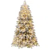 Breebe Artificial Snow-flocked Christmas Tree Pre-lit Hinged Xmas Tree With 130 Twinkle Balls In Green