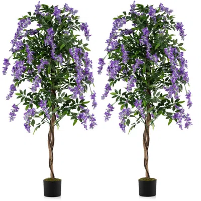Breebe Artificial Wisteria Tree 6 Ft Fake Plant With Realistic Trunks & Lifelike Purple Blooms In Green