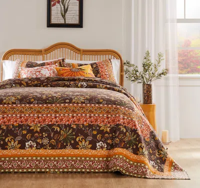 Breebe Audrey Chocolate Bedspread Set 3-piece King/cal King In Multi