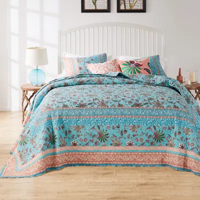 Breebe Audrey Turquoise Bedspread Set In Blue