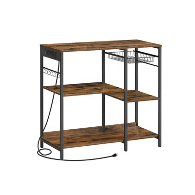 Breebe Baker's Rack With Charging Station In Brown
