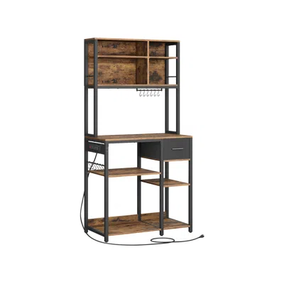 Breebe Bakers Rack With Charging Station In Brown
