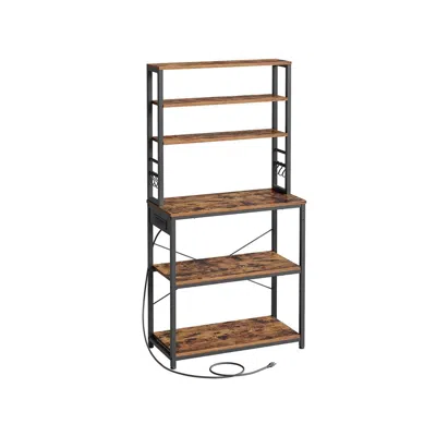 Breebe Bakers Rack With Power Outlet In Brown