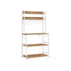 BREEBE BAKERS RACK WITH POWER OUTLET RUSTIC WALNUT AND WHITE