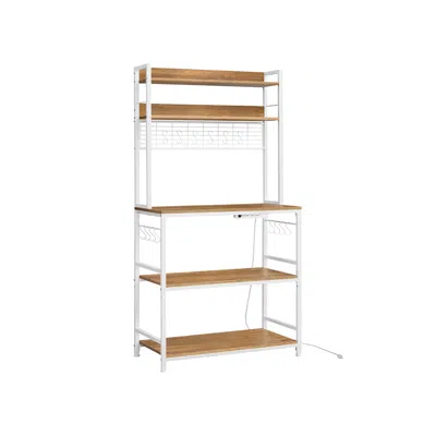 Breebe Bakers Rack With Power Outlet Rustic Walnut And White