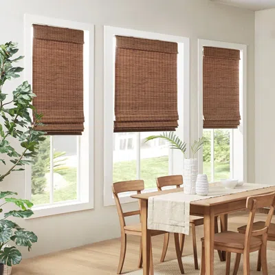 Breebe Bamboo Light Filtering Roman Shade 64'l In Brown
