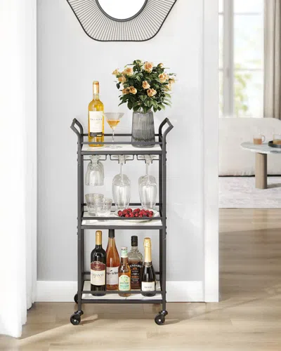 Breebe Bar Cart, Home Bar Serving Cart, Small Bar Cart With 3-tier Shelf