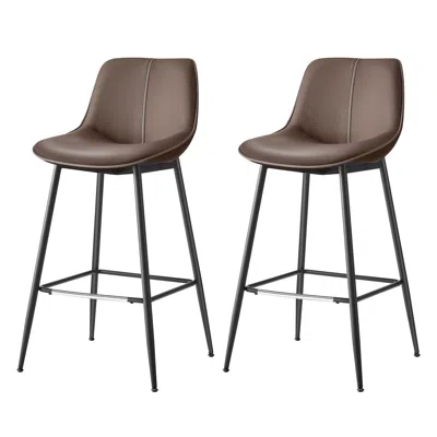 Breebe Bar Height Bar Stools With Back Set Of 2 In Brown