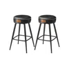 Breebe Bar Stools Set Of 2, Bar Height Swivel Bar Stools, Synthetic Leather With Stitching, Mid-century Mod In Black