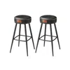 Breebe Bar Stools Set Of 2, Bar Height Swivel Bar Stools, Synthetic Leather With Stitching, Mid-century Mod