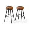 Breebe Bar Stools Set Of 2, Bar Height Swivel Bar Stools, Synthetic Leather With Stitching, Mid-century Mod
