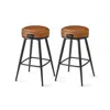 Breebe Bar Stools Set Of 2, Counter Height Swivel Bar Stools, Synthetic Leather With Stitching, Mid-century