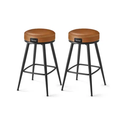Breebe Bar Stools Set Of 2, Counter Height Swivel Bar Stools, Synthetic Leather With Stitching, Mid-century