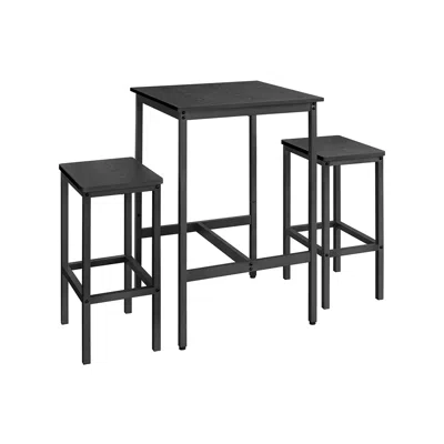Breebe Bar Table And Chairs Set Ebony Black And Ink Black
