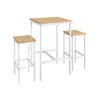 Breebe Bar Table And Chairs Set Golden Oak And Cloud White