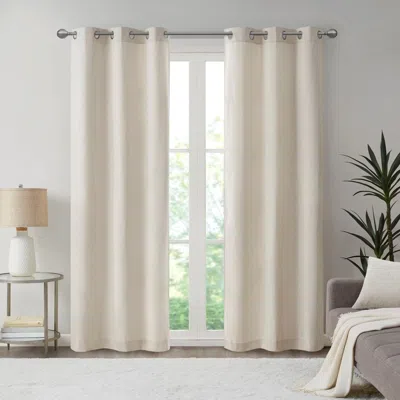 Breebe Basketweave Room Darkening Curtain Panel Pair(2 Pcs Window Panels) In Neutral