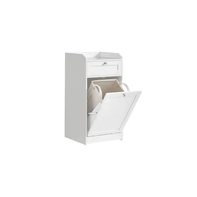 Breebe Bathroom Laundry Cabinet With Basket In White