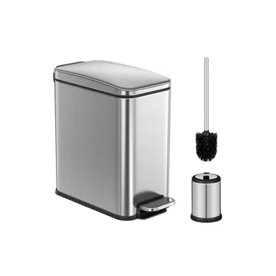 Breebe Bathroom Trash Can And Toilet Brush Set
