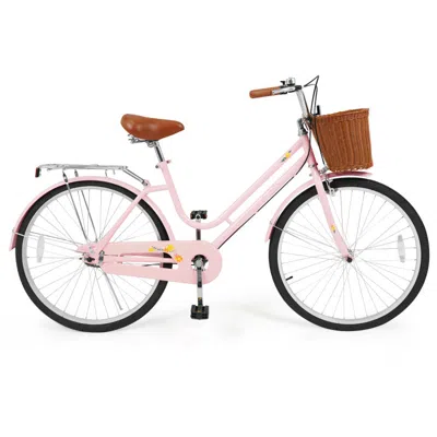 Breebe Beach Cruiser Bike For Women With Woven Basket And Rear Rack