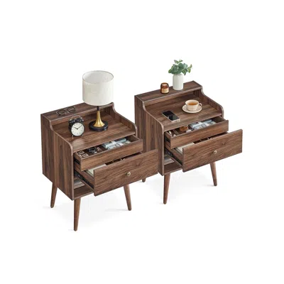 Breebe Bedside Tables With Hidden Drawers, Set Of 2 In Brown
