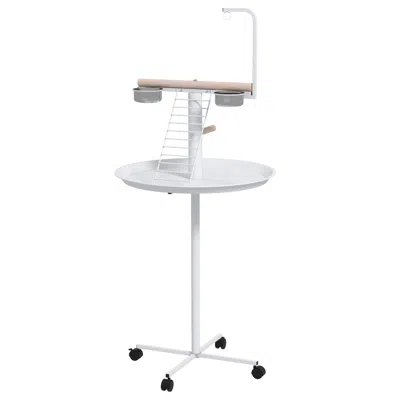 Breebe Bird Stand With Wheels In White