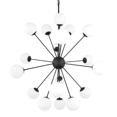 Breebe Black Eleven Light Frosted Metal And Glass Dimmable Chandelier With White Shades