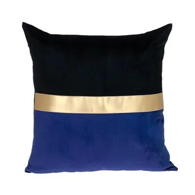 Breebe Black Gold And Blue Tufted Velvet Square Pillow In Multi